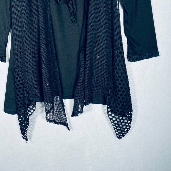 Pretty Angel Dress Womens L Black Floral Embroidered Layered Whimsy Goth Sequins - Picture 2 of 16